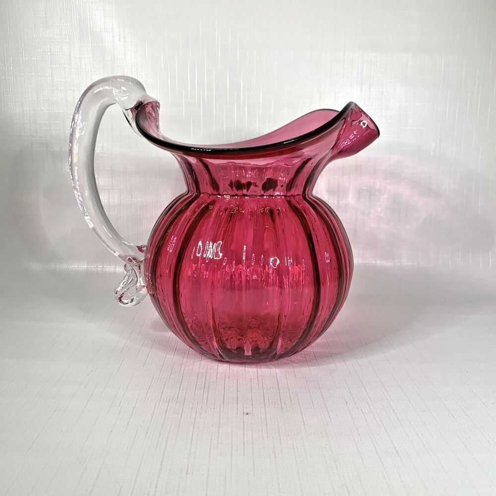 Signed Rossi Cranberry Optic Pitcher